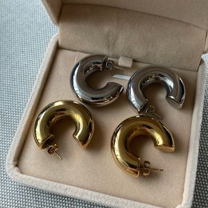 Lightweight Chunky Hoop Earrings (SILVER ONLY)